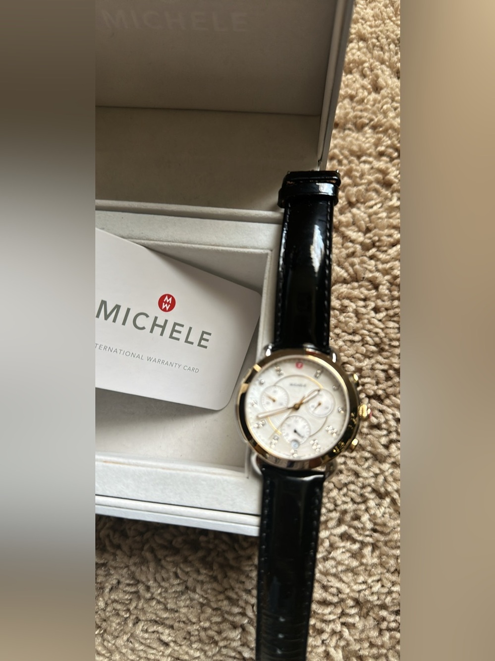 ✨Michele✨ Gold Tone Watch w/ DIAMOND Dial - Picture 12 of 15